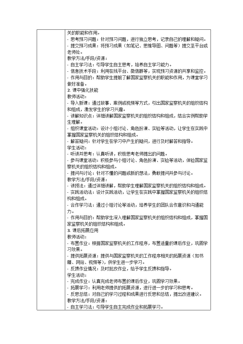 6.4 国家监察机关 教案-2023-2024学年部编版道德与法治八年级下册03