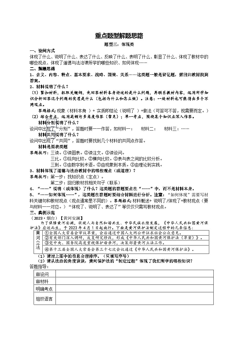 专题03 体现类主观题（集训）第1页