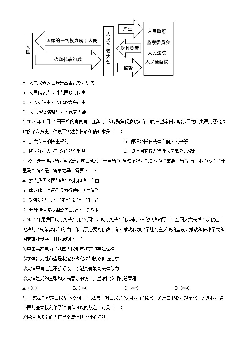 广东省梅州市大埔县2023-2024学年八年级下学期期中道德与法治试题（原卷版）第2页