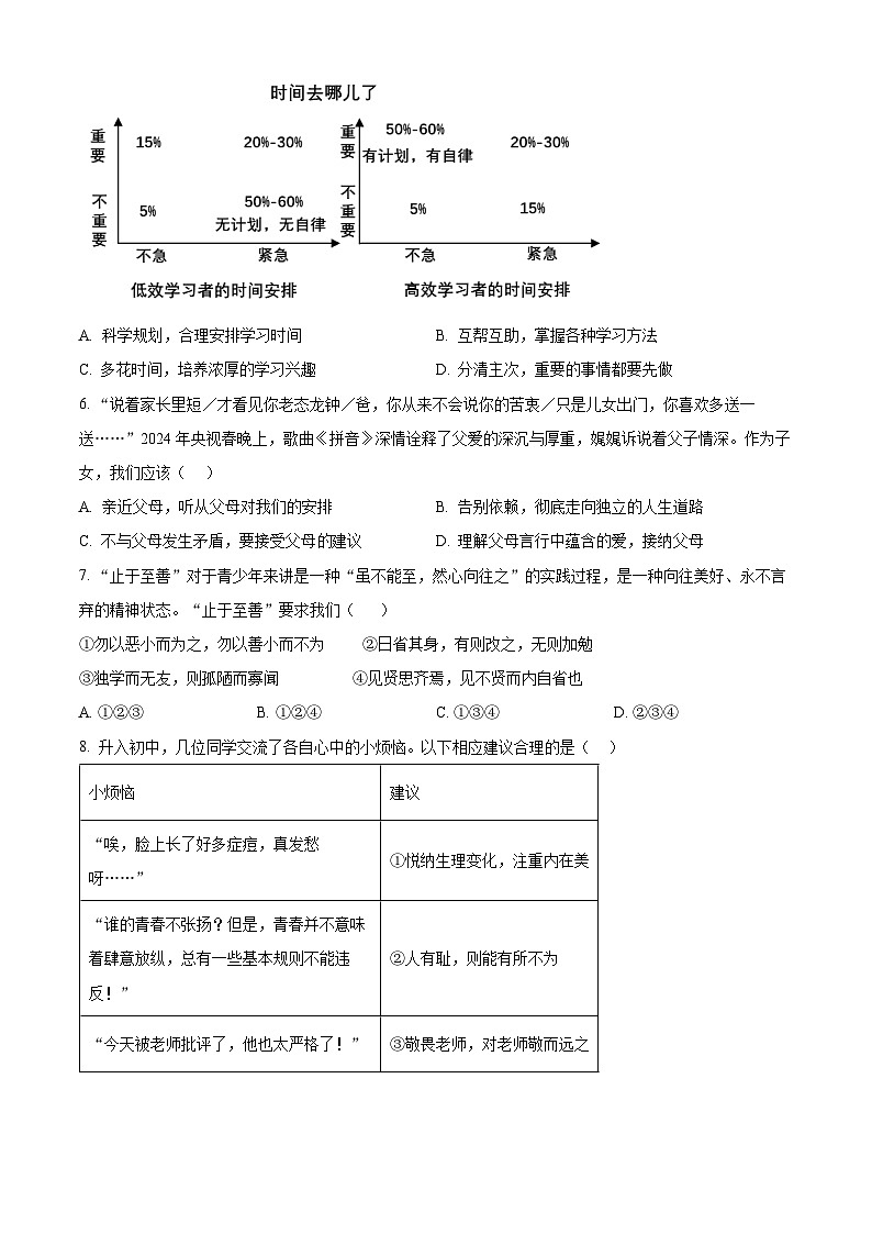 2024年山东省临沂市蒙阴县中考二模道德与法治试题02