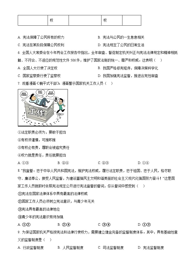 山东省菏泽市成武县2023-2024学年八年级下学期期中道德与法治试题（原卷版）第2页
