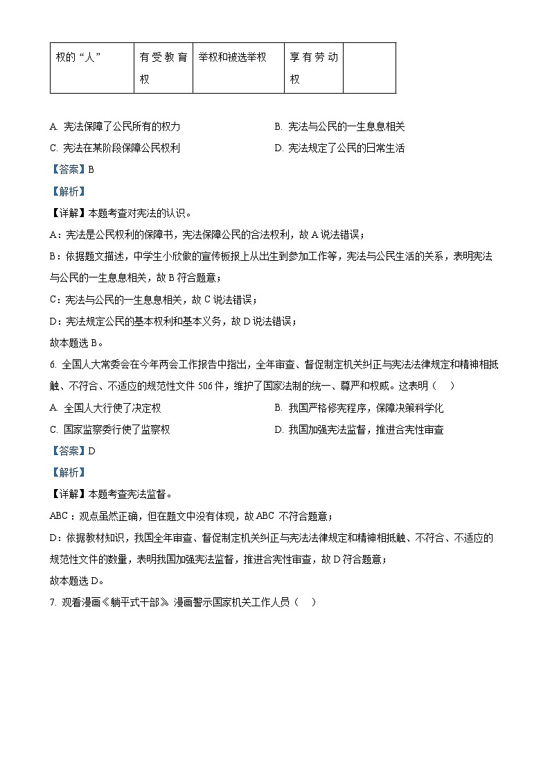 山东省菏泽市成武县2023-2024学年八年级下学期期中道德与法治试题（解析版）第3页