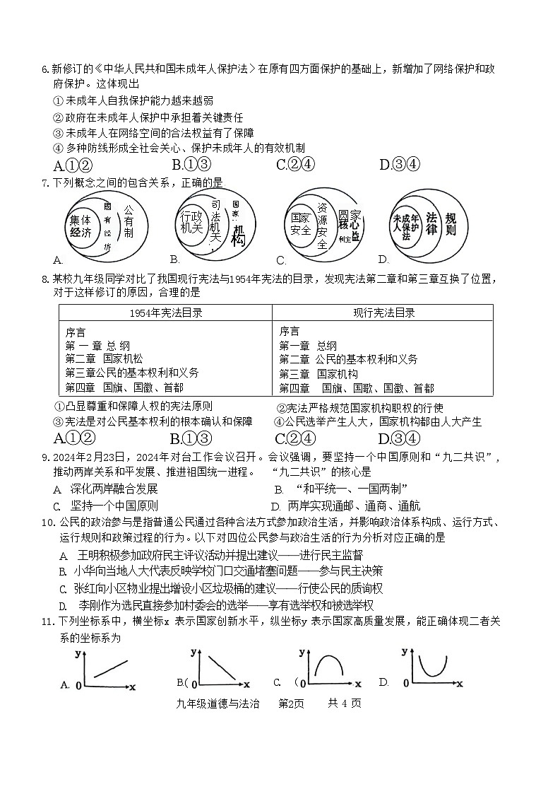 2024年广西壮族自治区贵港市中考二模道德与法治试题第2页
