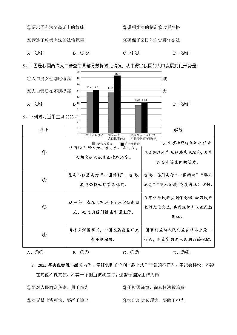 17，2023年四川省泸州市江阳区中考模拟道德与法治试题02