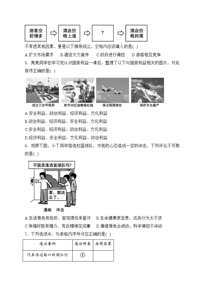 河南省2024届九年级下学期中考模拟道德与法治试卷(含答案)02