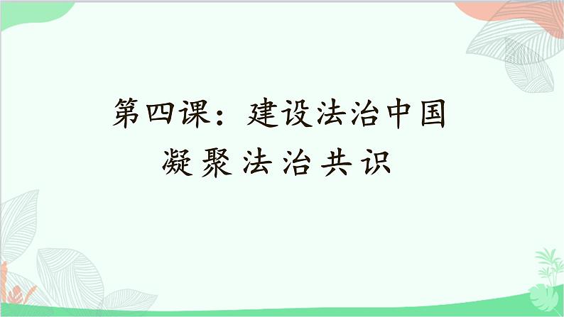 统编版道德与法治九年级上册 4.2 凝聚法治共识课件01