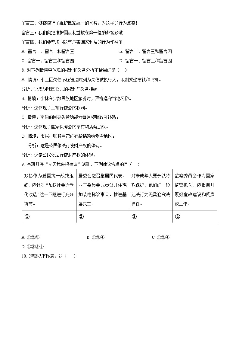 2024年陕西省部分学校中考一模道德与法治试题（原卷版）03