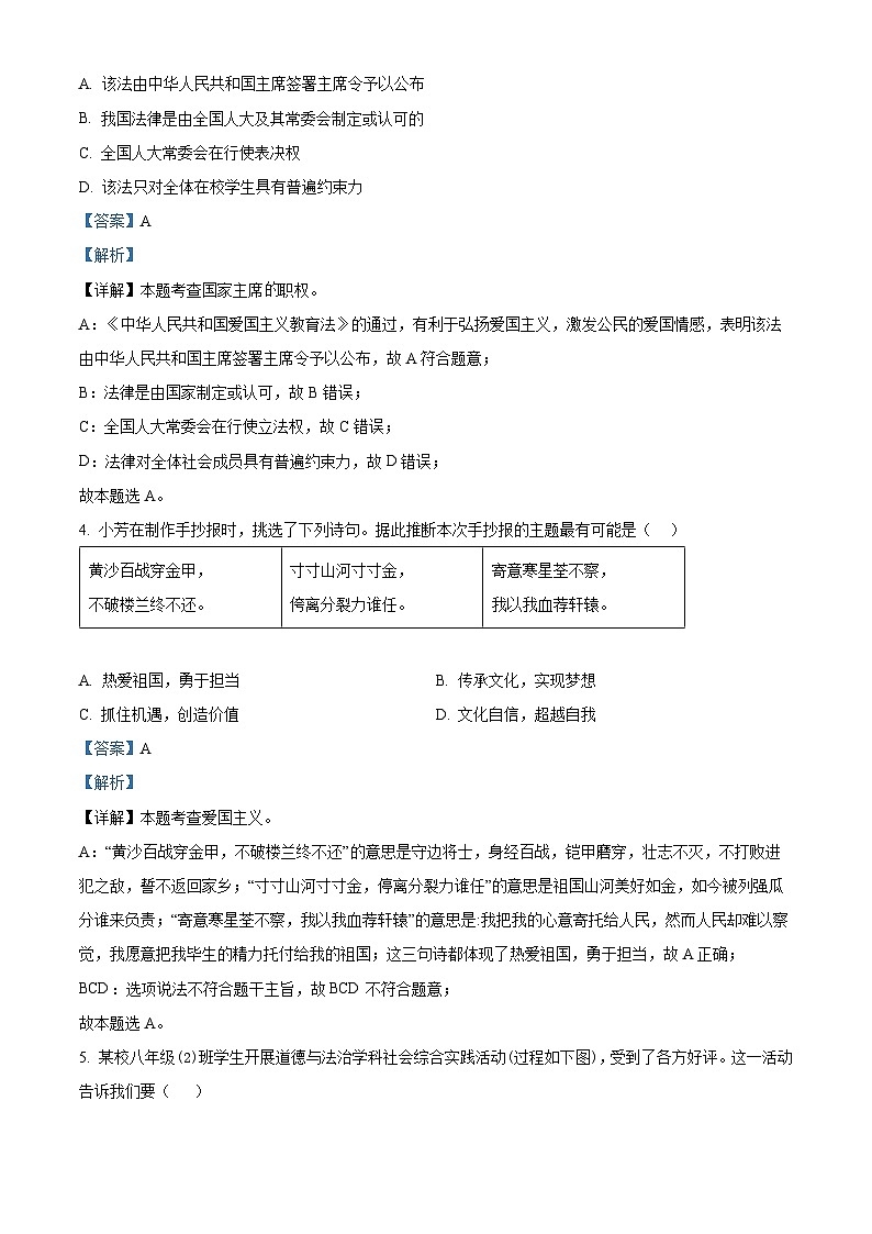2024年山西省吕梁市交口县中考一模道德与法治试题第2页