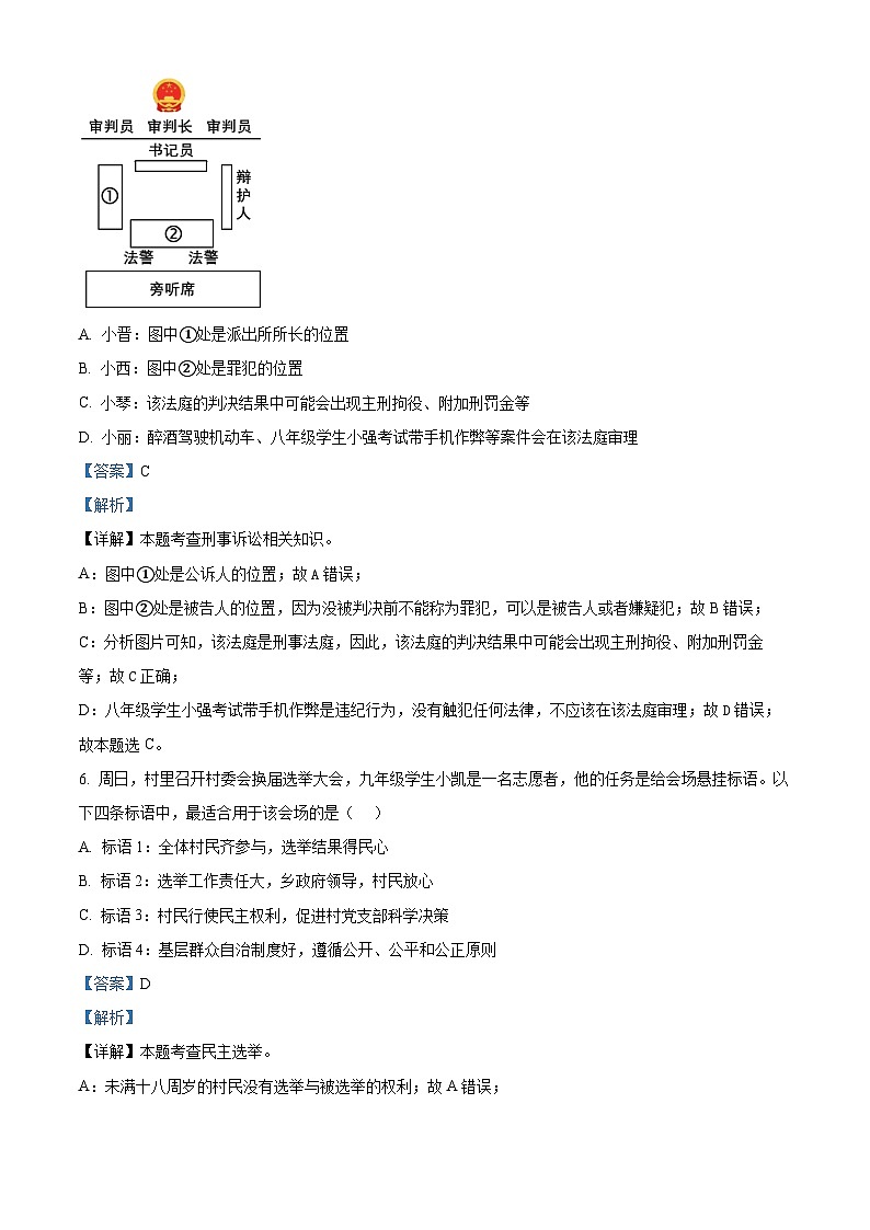 2024年山西省晋城市泽州县中考一模道德与法治试题03