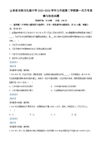 山东省乐陵市孔镇中学2023-2024学年九年级下学期第一次月考道德与法治试题