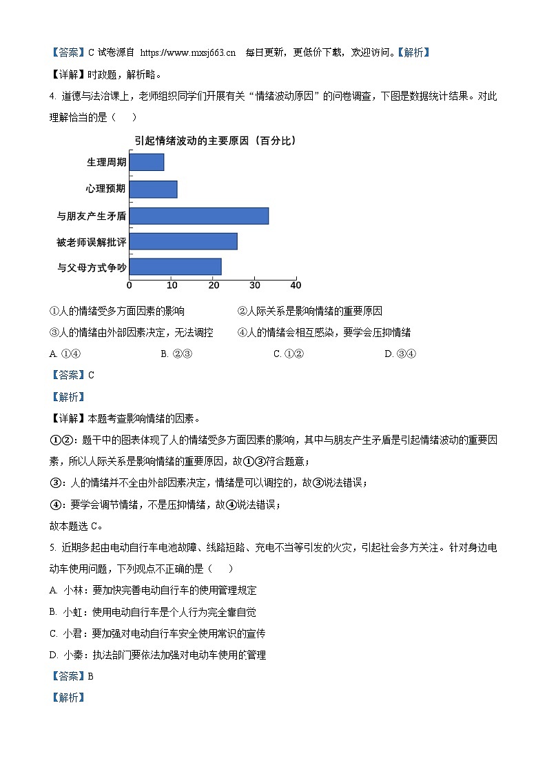 2024年陕西省渭南市潼关县中考三模道德与法治试题02