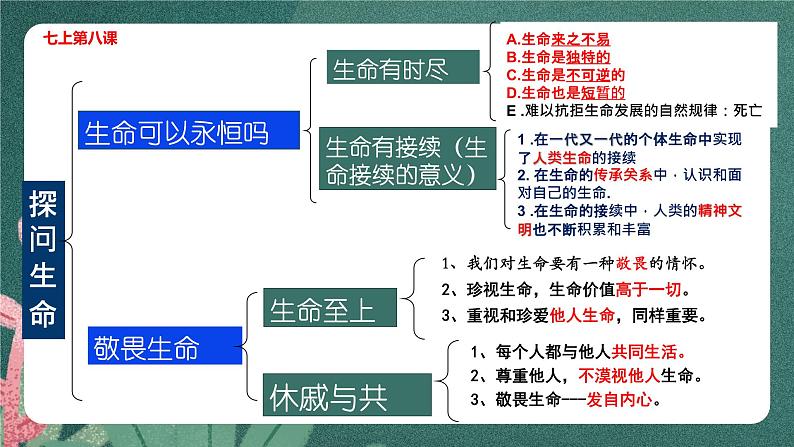 部编版7上道德与法治第四单元《生命的思考》复习课件04