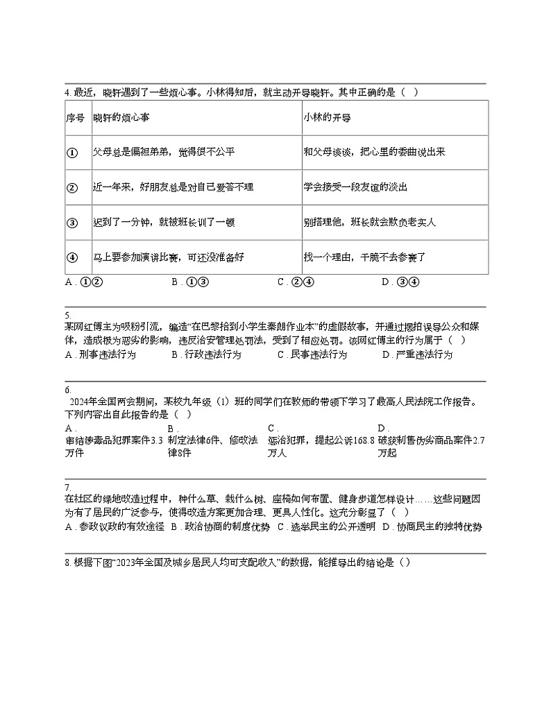 【政治】广东省深圳市罗湖区2024年中考道德与法治二模试卷第2页