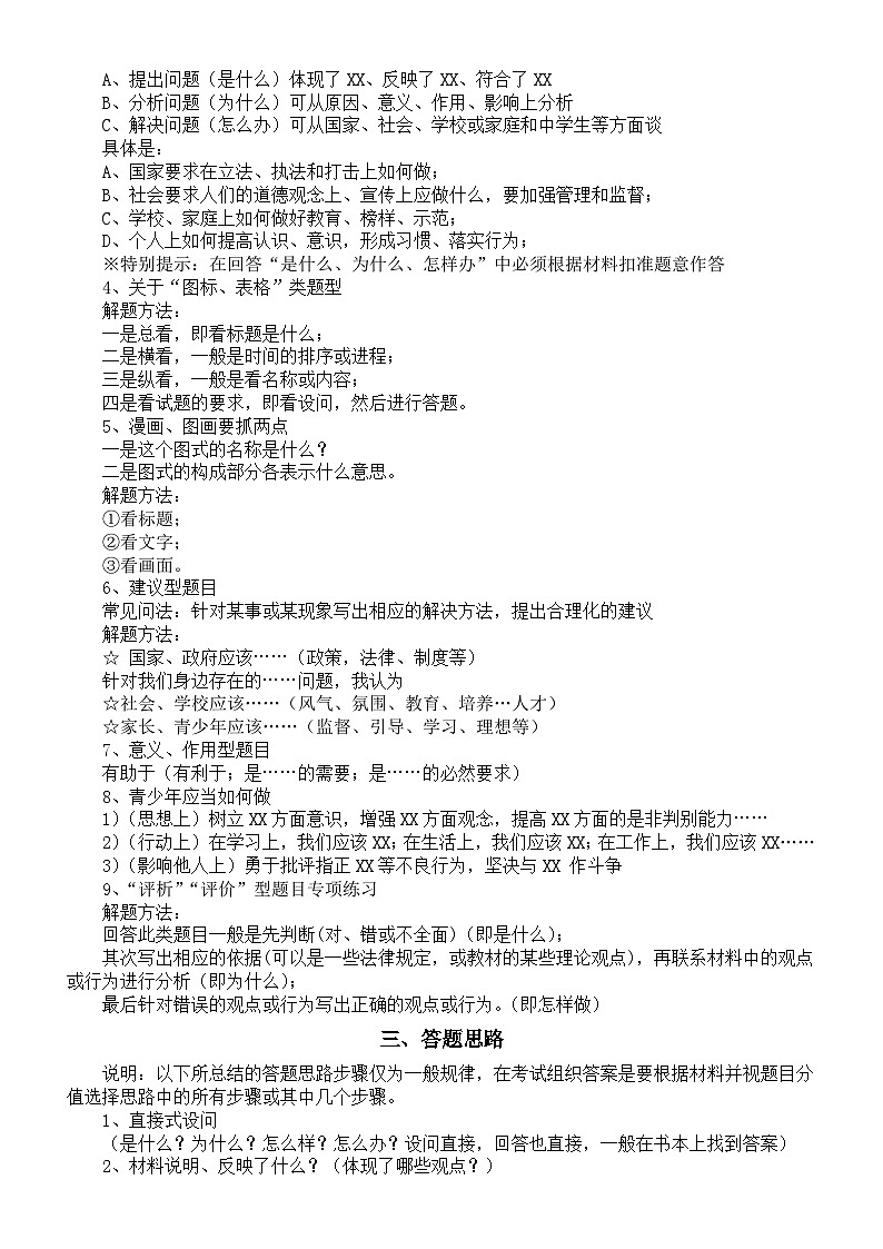初中道德与法治2024届中考答题指导（答题公式+答题方法+答题思路）第2页