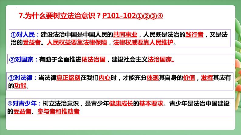 【期末复习】专题10：法律伴我们成长-七年级下册道德与法治期中期末考点梳理（部编版）课件PPT第8页