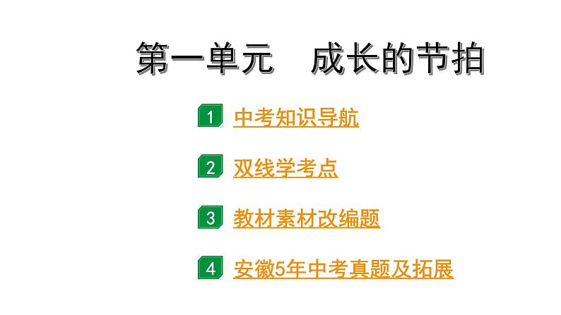 2024安徽中考道法考点一轮复习 七上第一单元 成长的节拍【课件】第1页