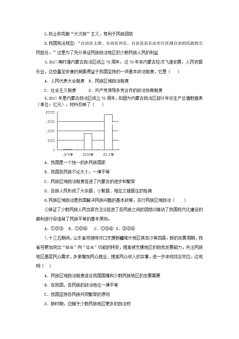 八年级下册道德与法治同步练习（基础+提升）《基本政治制度》（人教版）02