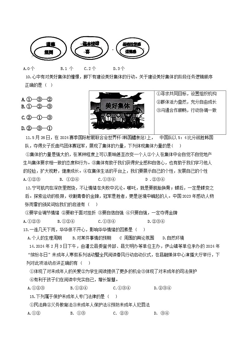 江苏省连云港市灌南县 2023-2024学年七年级下学期期末道德与法治试题第2页