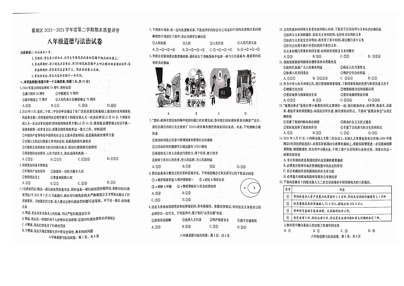 八年级道法下学期期末第1页