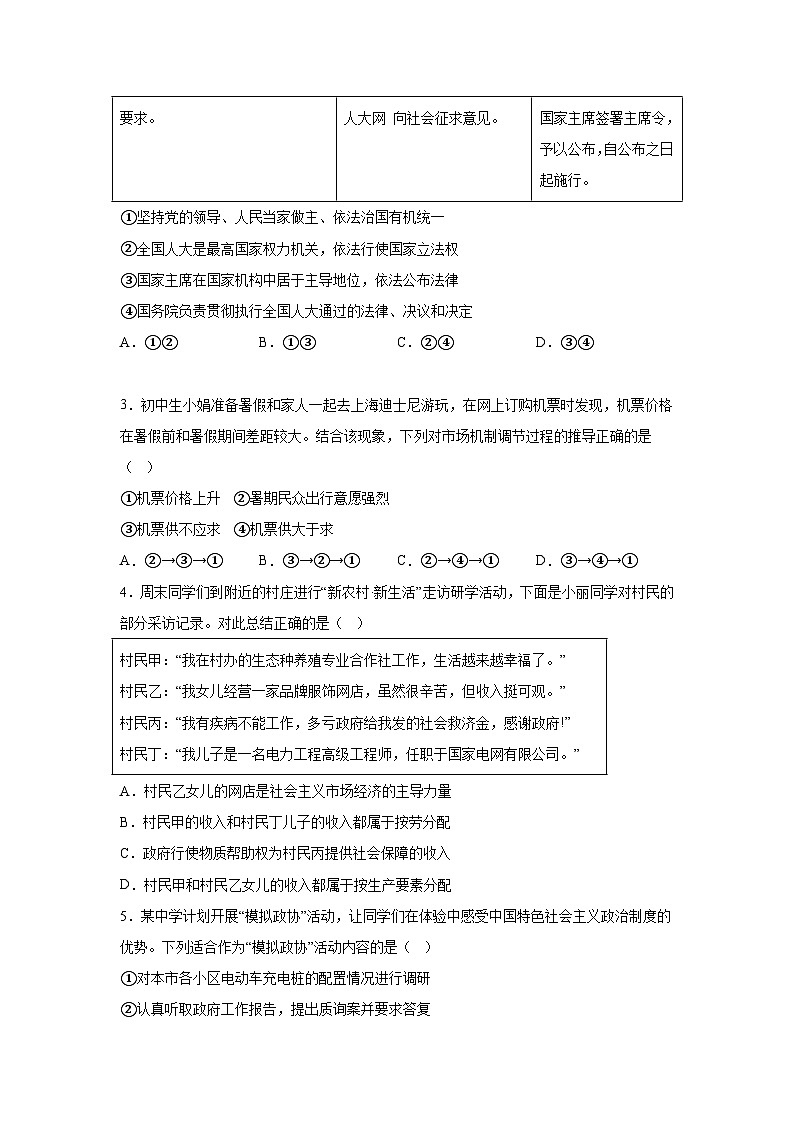 湖北省武汉市江汉区2023-2024学年八年级下学期期末道德与法治试题（解析版）02
