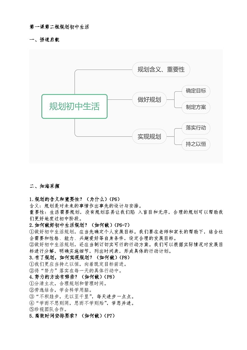 预习七上：1.2规划初中生活01