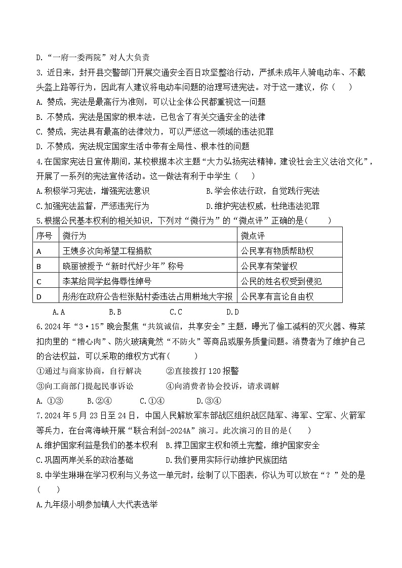广东省肇庆市封开县+2023-2024学年八年级下学期7月期末道德与法治试题第2页