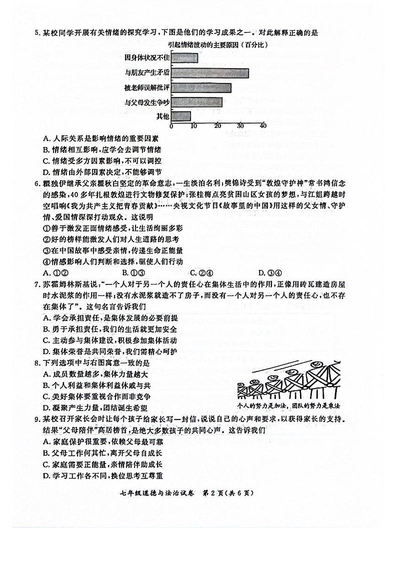 北京市通州区2023-2024学年七年级下学期期末道德与法治试卷第2页