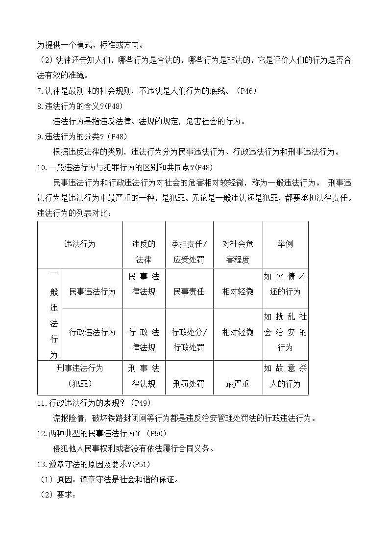 2025年中考道德与法治一轮复习：建设法治中国 争做守法公民 讲义（含练习题及答案）第2页