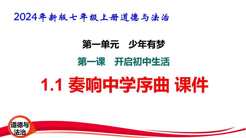 2024新版七年级上册道德与法治第一课 开启初中生活1.1奏响中学序曲 课件01