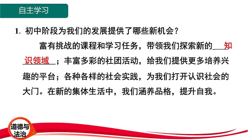 2024年新版七年级上册道德与法治第一课 开启初中生活1.1 奏响中学序曲 课件第3页