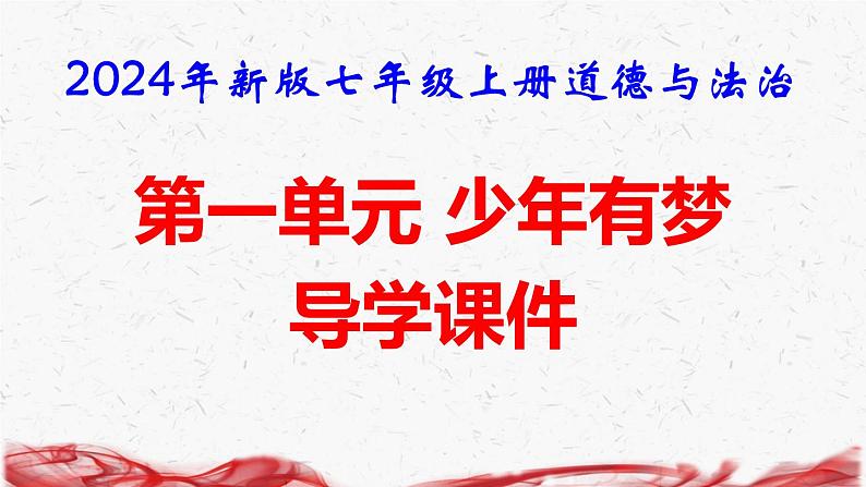 2024年新版七年级上册道德与法治第一单元 少年有梦 导学课件01