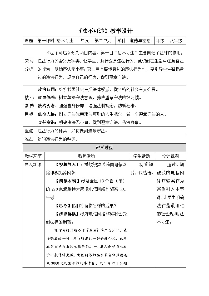 【新课标核心素养】道德与法治八上5.1法不可违（课件+同步教案+视频素材）01
