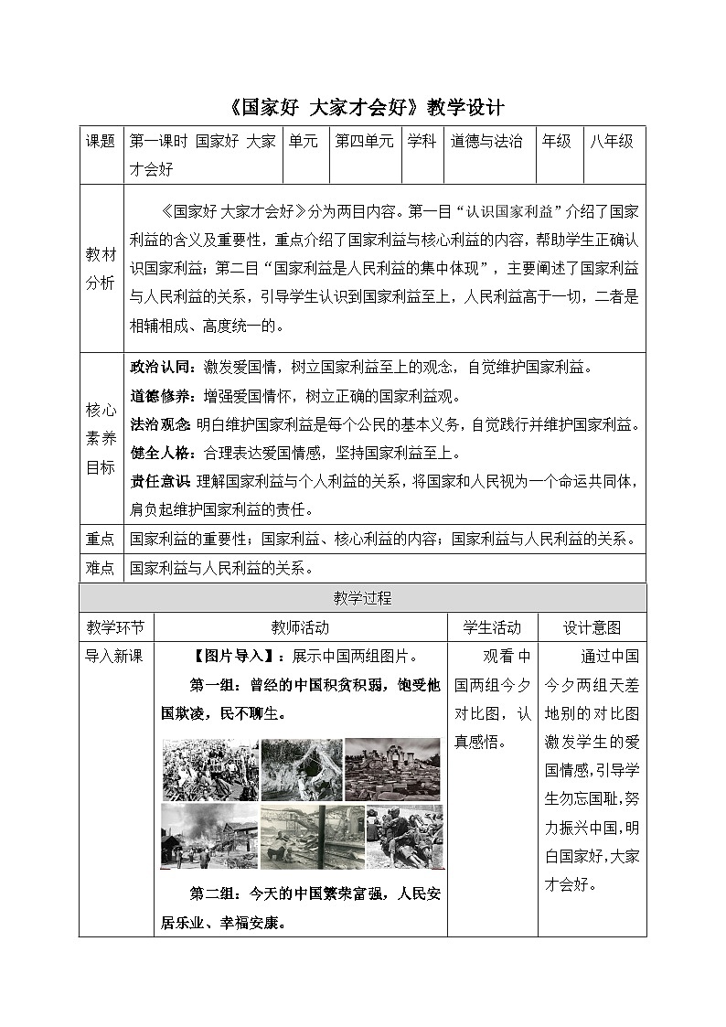 【新课标核心素养】道德与法治八上8.1国家好 大家才会好（课件+同步教案+视频素材）01