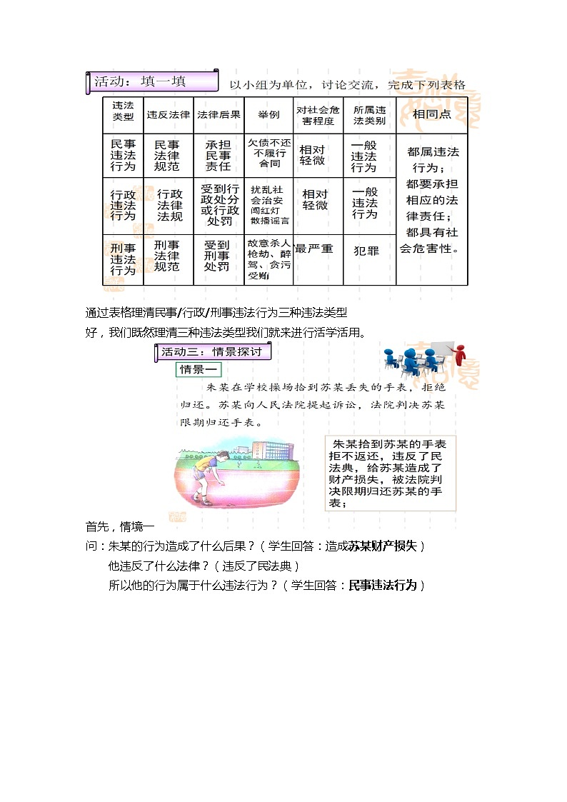5.1 法不可违  教学设计-2022-2023学年部编版道德与法治八年级上册第3页