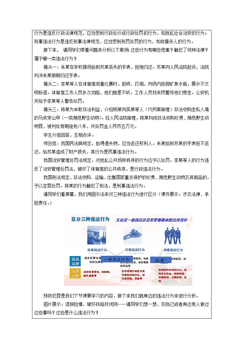 5.1 法不可违 教案-2022-2023学年部编版道德与法治八年级上册02