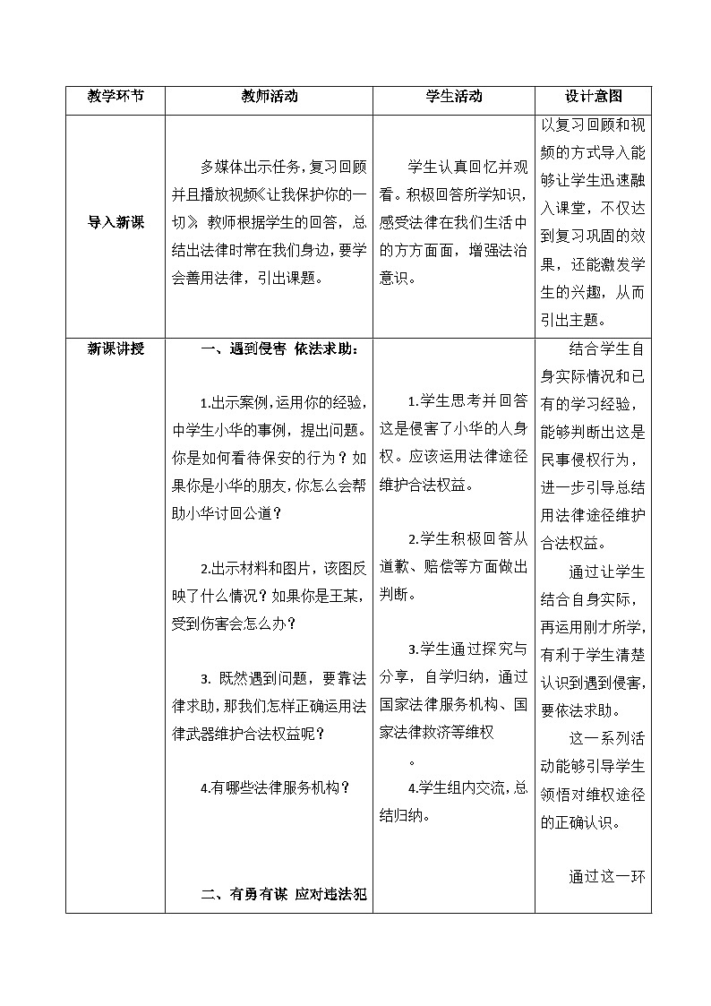 5.3 善用法律 教案-2022-2023学年部编版道德与法治八年级上册第2页