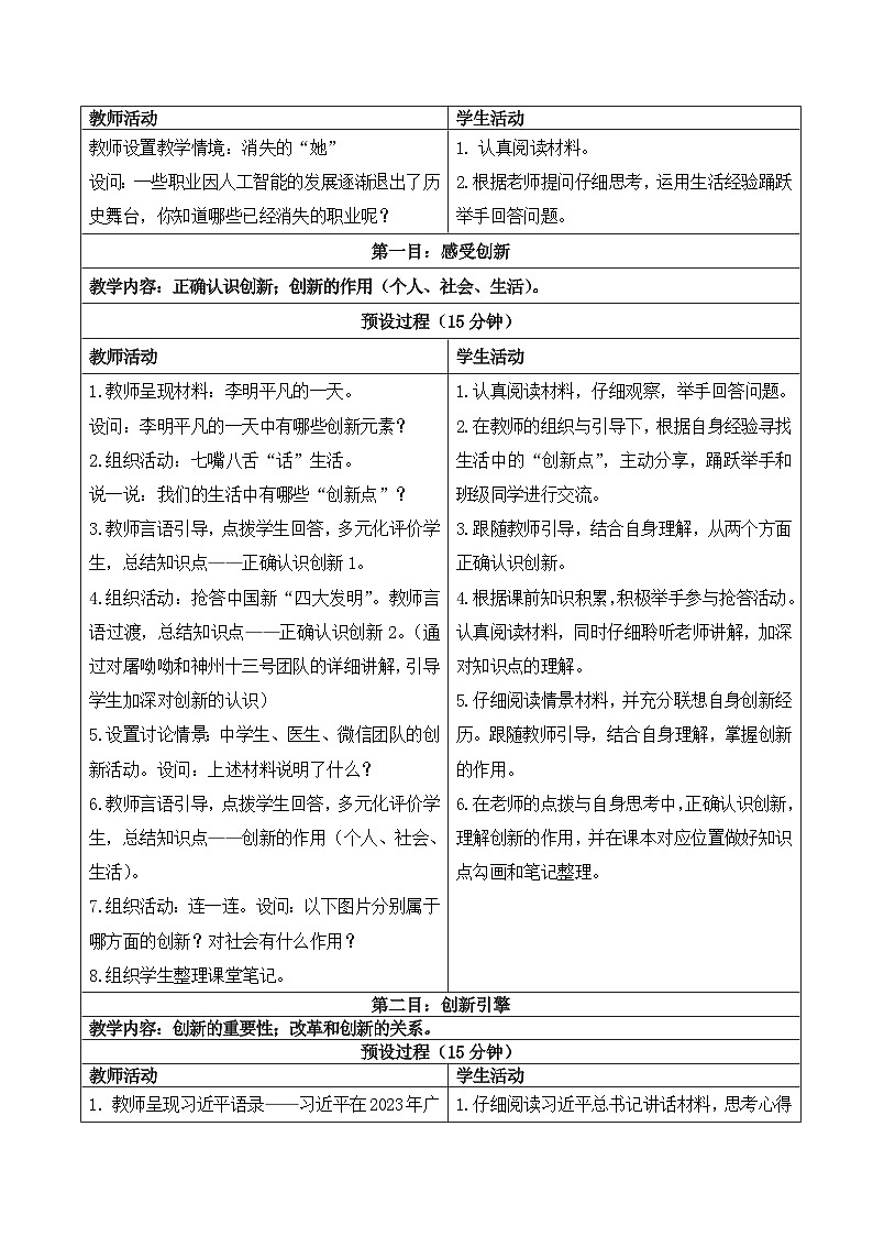 2.1创新改变生活 教学设计第2页