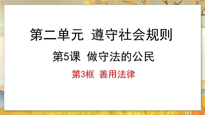 5.3 善用法律-2024-2025学年道德与法治八年级上册同步备课高效课件（统编版）第1页