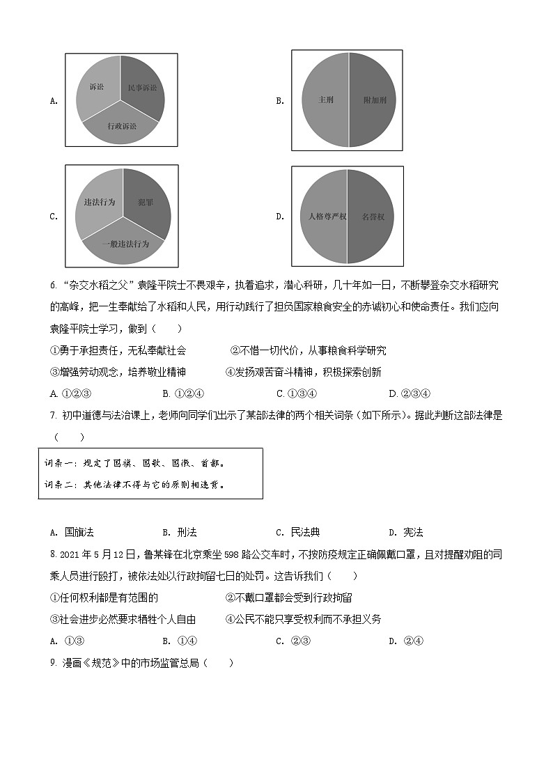 [政治]广西北部湾经济区2021年中考真题道德与法治试卷(原题版+解析版)02