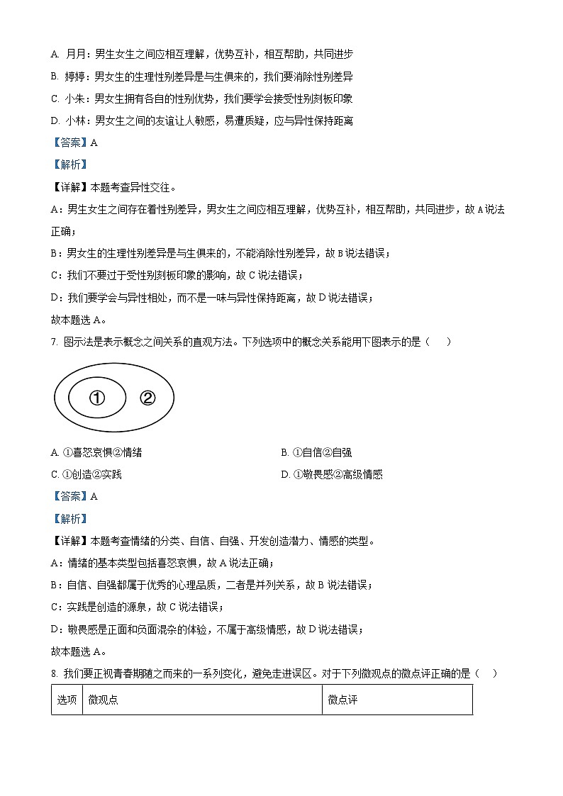 山东省临沂市河东区2023-2024学年七年级下学期期末道德与法治试题（解析版）第3页
