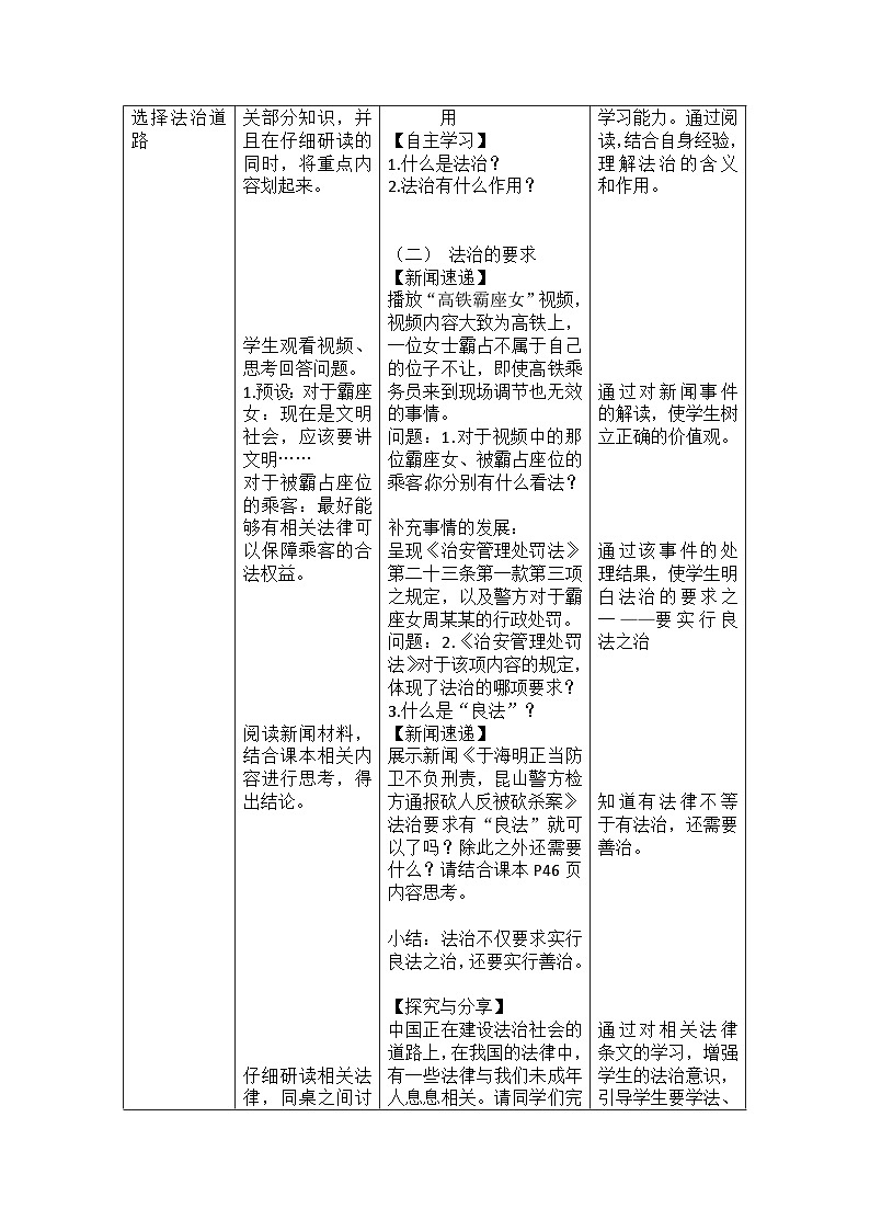 统编版（五四学制）九年级道德与法治上册4.1夯实法治基础教学设计第2页