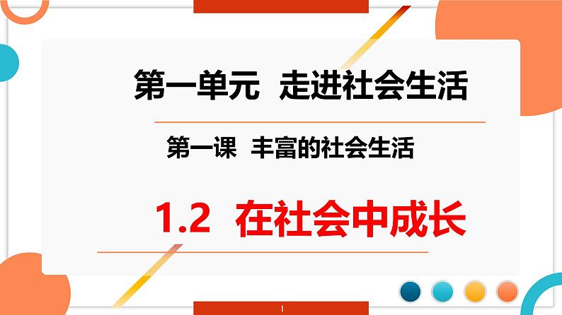 1.2在社会中成长 课件-2024-2025学年统编版道德与法治八年级上册第1页