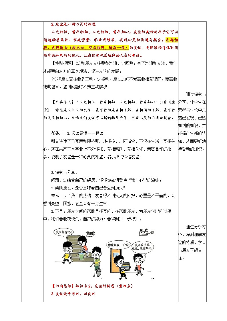 （2024）道德与法治七年级上册教学设计2.6.1 友谊的真谛02