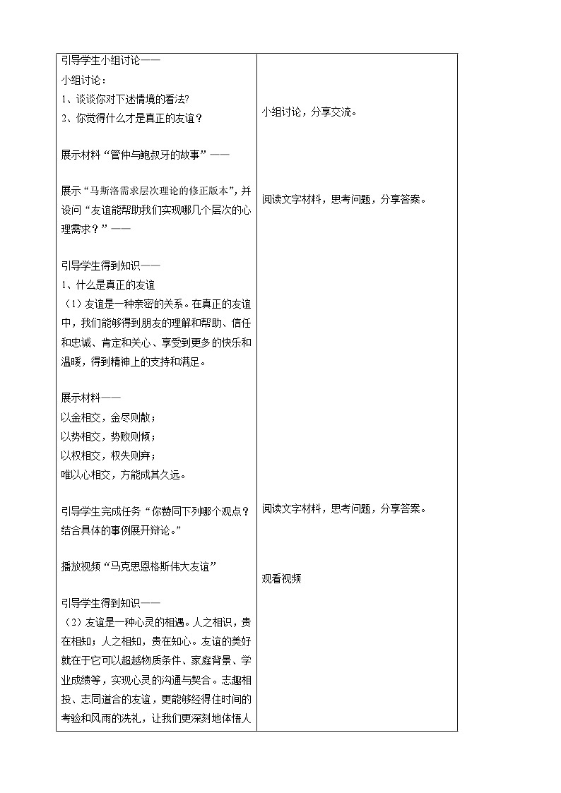 6.1友谊的真谛-2024-2025学年七年级道德与法治上册单元同步教学设计（统编版2024新教材）第3页