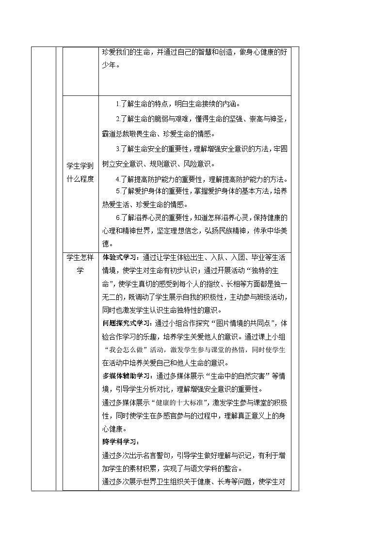 【大单元整体教学】部编版道德与法治七上8.1 认识生命（课件+大单元教学设计+课时教案）02