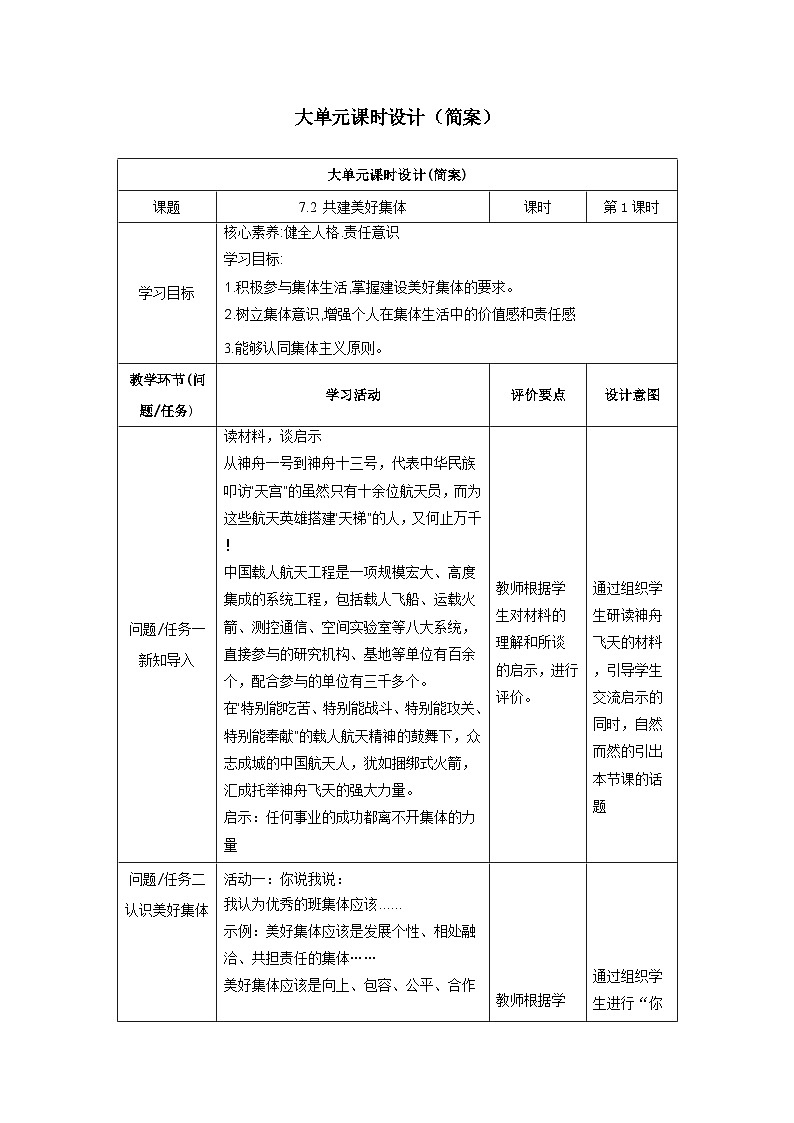 【大单元整体教学】部编版道德与法治七上7.2 共建美好集体（课件+大单元教学设计+课时教案）01