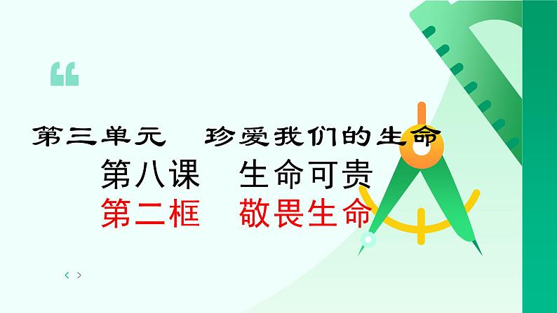 8.2 敬畏生命 课件-2024-2025学年统编版道德与法治七年级上册01