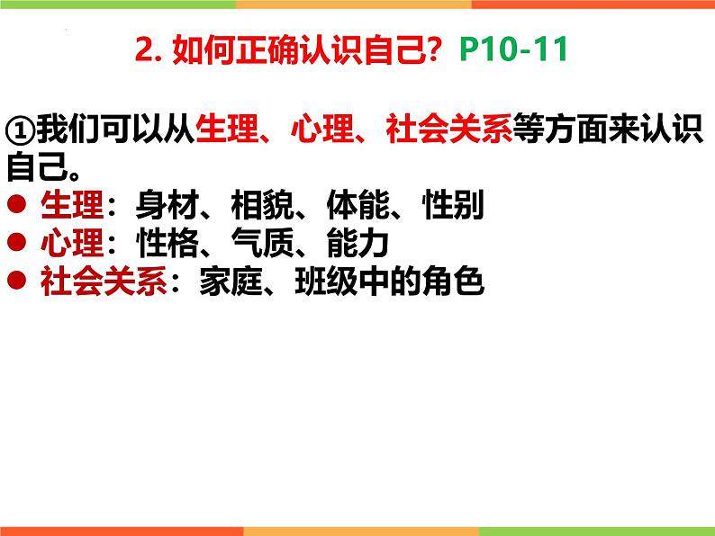 2.1 认识自己 同步课件-2024-2025学年道德与法治七年级上册 统编版 202408