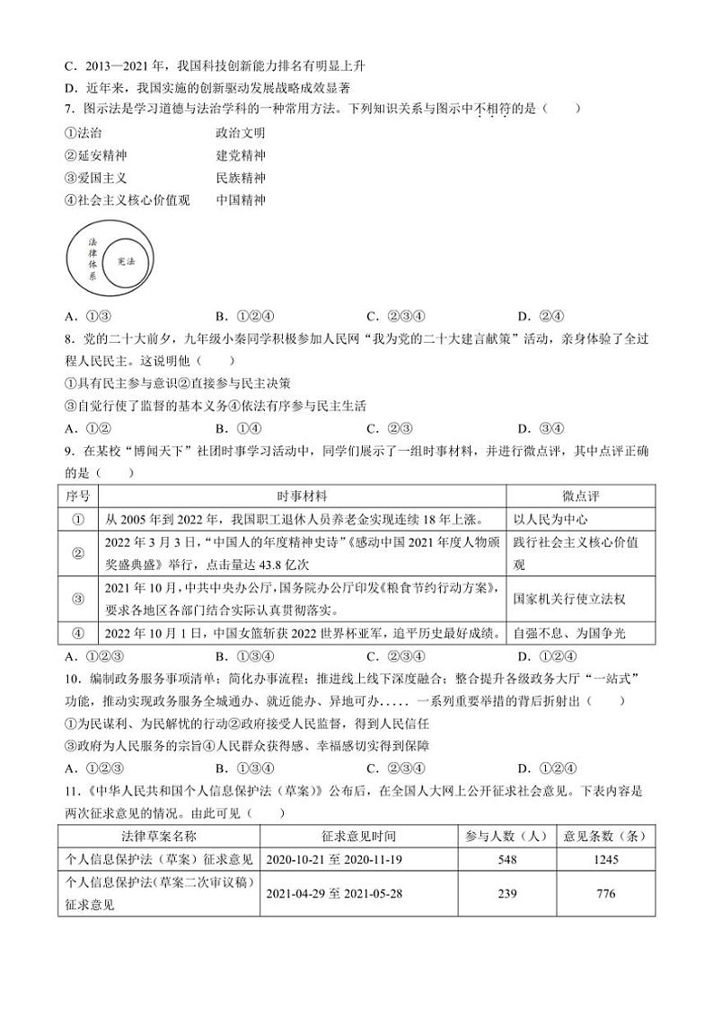[政治][政治][期中]陕西省西北工业大学附属中学2023～2024学年九年级上学期期中试题(有答案)02