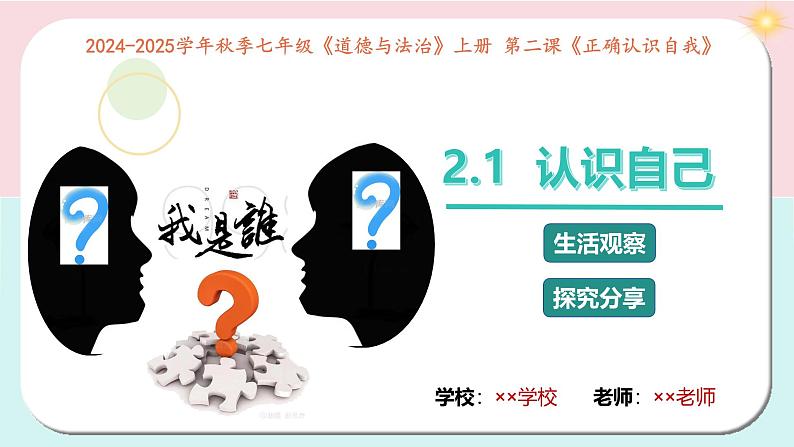 部编版（2024）七年级道德与法治上册2.1《认识自己》精美课件01